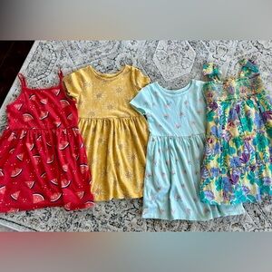 Little girls size 5 Cat & Jack summer dresses - lot of 4